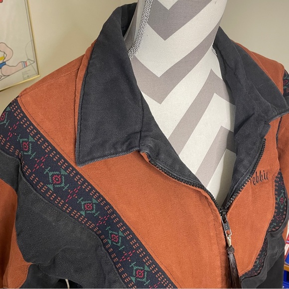 Cripple Creek Southwest Black Tan Embroidered Horse Bomber Jacket “Debbie” Small - Picture 5 of 16